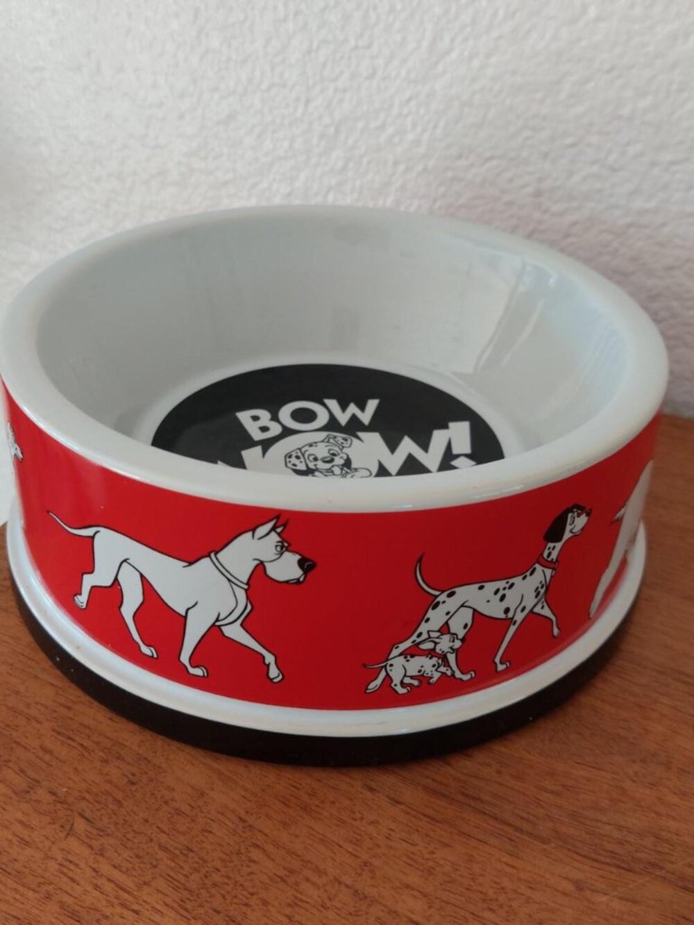 Vintage Disney Store 101 Dalmatians Ceramic Dog Bowl Kanine Krunchies Red bow wo